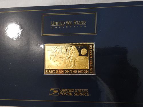 2002 USPS - United We Stand - Stamp Ingot .999 PURE SILVER PLATED 24K GOLD 483 G