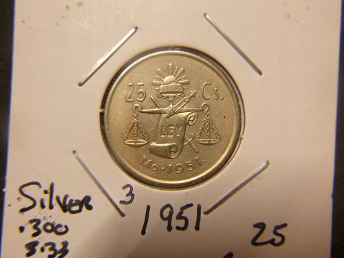 MEXICO 1951 25 CENTAVOS