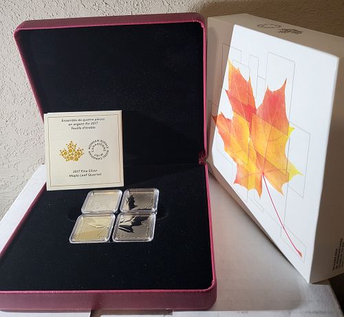 2017 Canada Maple Leaf Quartet 4pc Set 1/4 ounce square silver