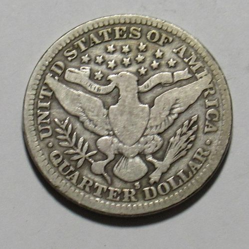 1905 S Barber Quarter in circulated condition