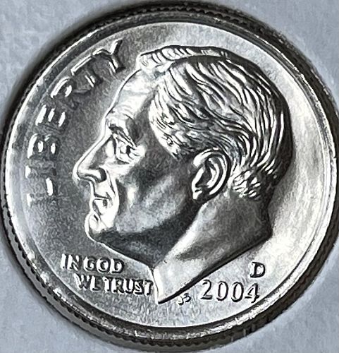 2004-D Roosevelt US Dime ~ Gem/Choice Brilliant Uncirculated MS63+