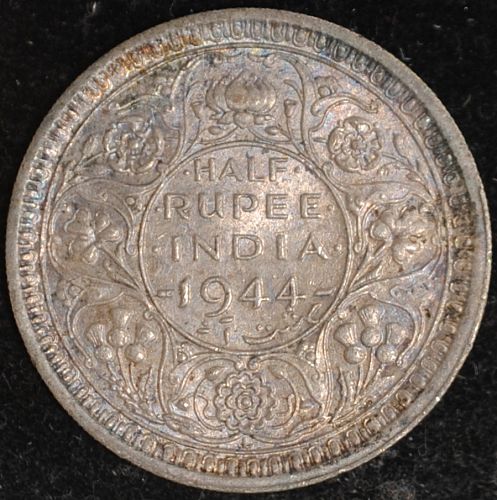 1944L India/British 1/2 Rupee AU