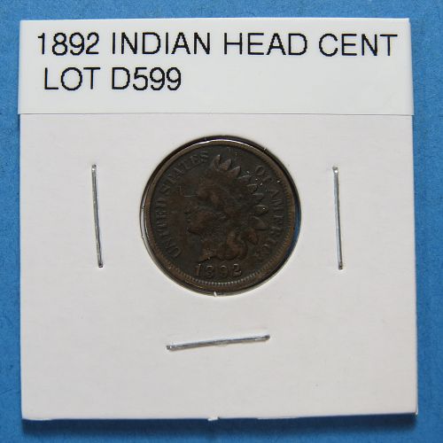 1892 INDIAN HEAD CENT   COMB SHIP ~ LOT D599