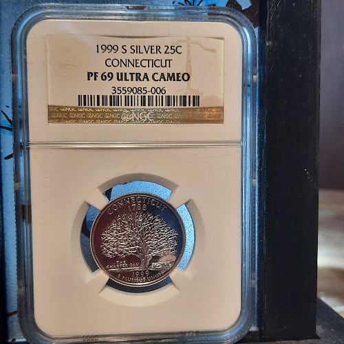 1999 S Silver Proof statehood quarter 5 coin set.