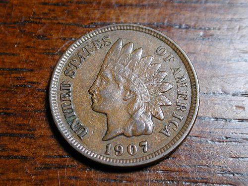 1907 Indian head penny cent NICE