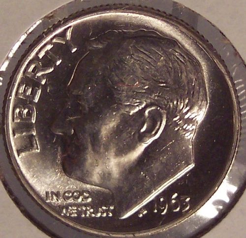 1963 Silver Roosevelt Dime GEM BU #01093