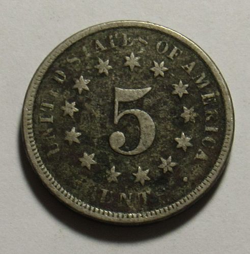1872 P Shield Nickel in circulated condition