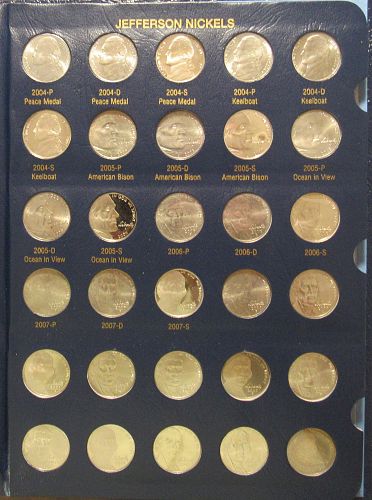1938-2022 Complete Set of Jefferson Nickels in Two Whitman Albums, Circ, BU and Proof