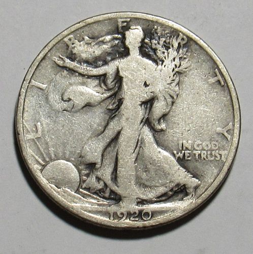 1920 P Walking Liberty Half Dollar in circulated condition