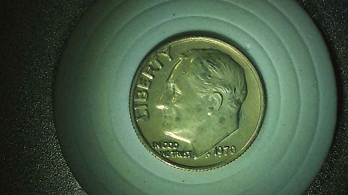 1970 P and D uncirculated and S proof Roosevelt dimes.