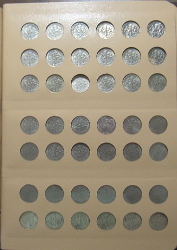 1946 to 2022 P&D Complete set of Roosevelt Dimes in a Dansco Album, circulated and BU