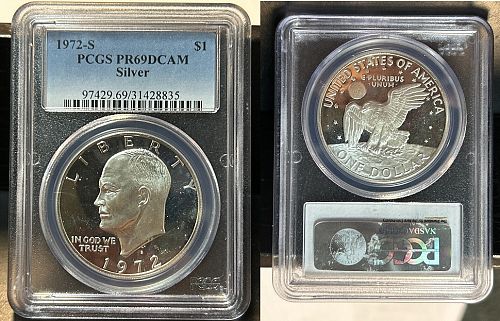 1972-S $1 EISENHOWER DOLLAR PCGS PR-69DCAM (SILVER)