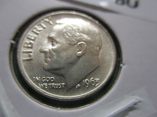 1963  Roosevelt Dime.  Item: 10 R63-02.