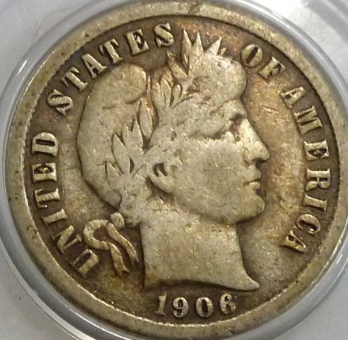 1906-P Grades VERY GOOD Barber Dime (132 )