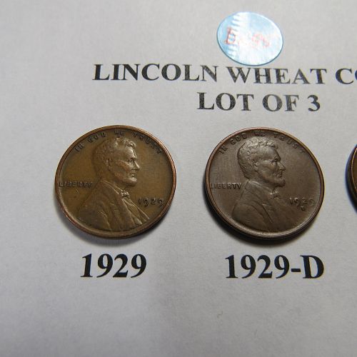 1929-P 1929-D 1929-S LINCOLN WHEAT CENTS (LOT OF 3 CENTS) LOT D685