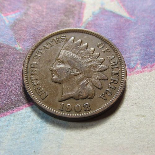 1908 INDIAN HEAD CENT ~ (PARTIAL LIBERTY)  COMB SHIP ~ LOT D718