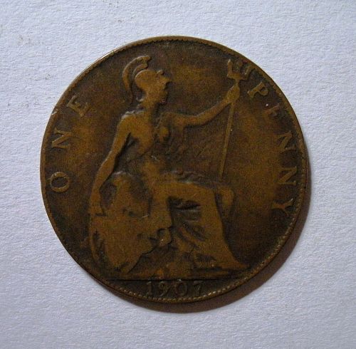 1907 Great Britain Penny KM-794.2   VG