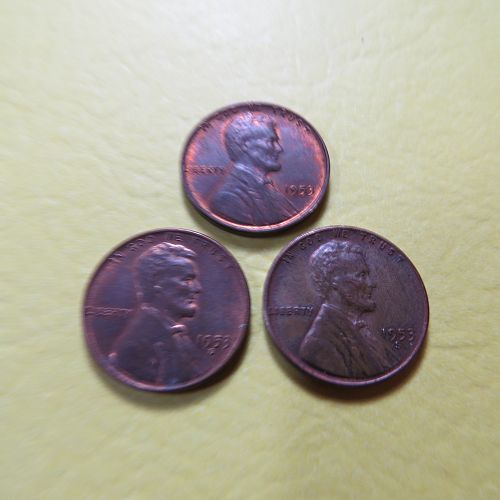 1953-P 1953-D 1953-S LINCOLN WHEAT CENTS (LOT OF 3 CENTS) LOT D766