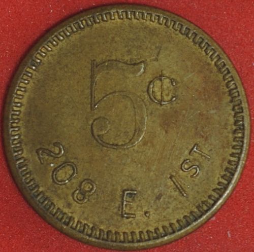 Parisian Inn Token 5&cent;, 208 E. 1st.