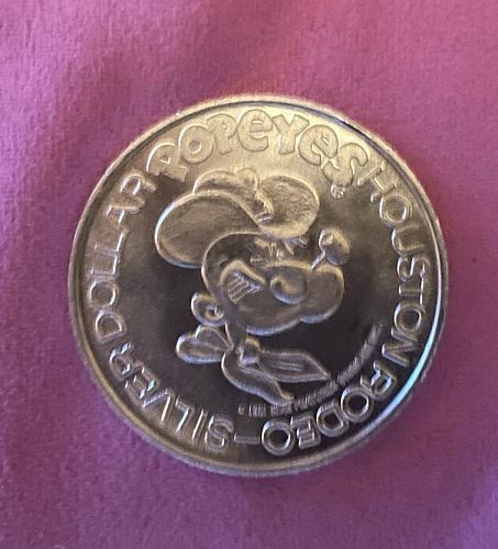 Popeyes Houston Rodeo Silver Dollar, Plastic Token