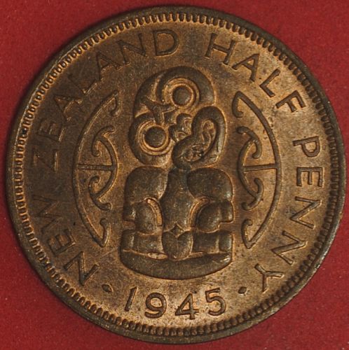 1945 New Zealand Halfpenny AU+