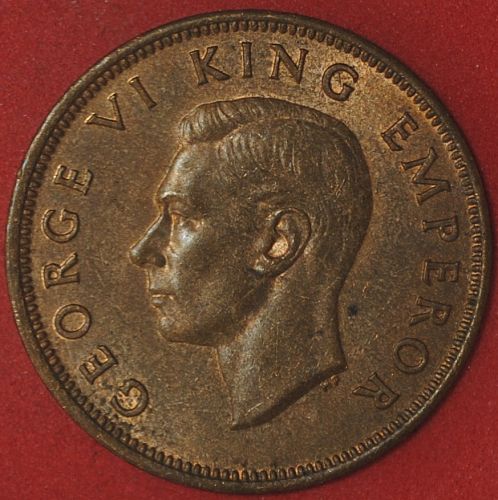 1945 New Zealand Halfpenny AU+