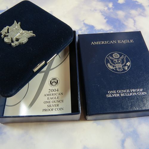2004-W AMERICAN SILVER EAGLE PROOF DOLLAR (99.99% PURE SILVER) Incl: COIN, BOX & COA