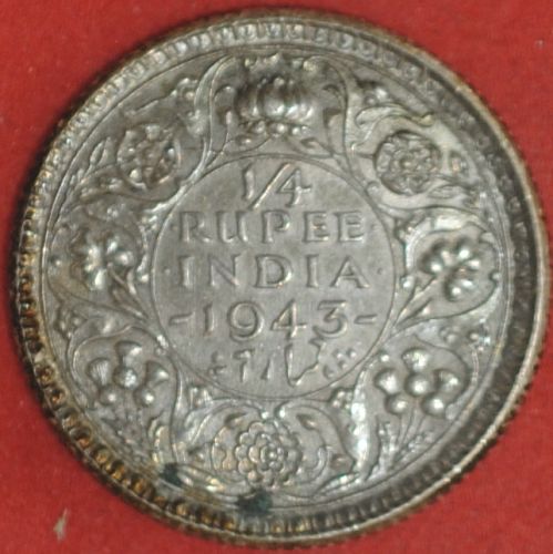 1943(c) India/British 1/4 Rupee AU