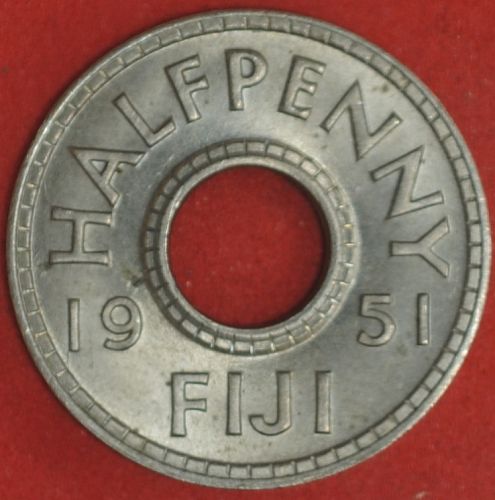 1952 Fiji Halfpenny MS-64
