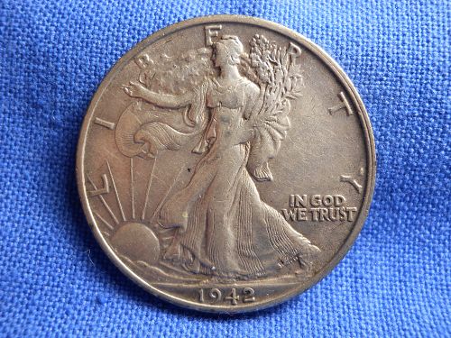 1942-S Walking Liberty Half Dollar. Extremely Fine 45. Grade Original Surfaces 5