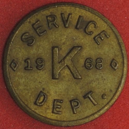 1968 Koontz Equipment Corp. Service Department Token