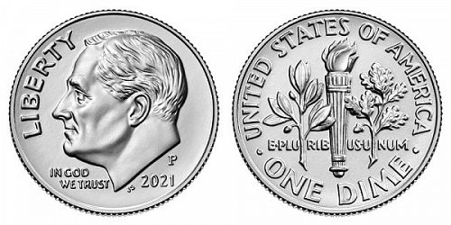 2021-P 25 Cents - Roosevelt Dime - Uncirculated from Mint Roll