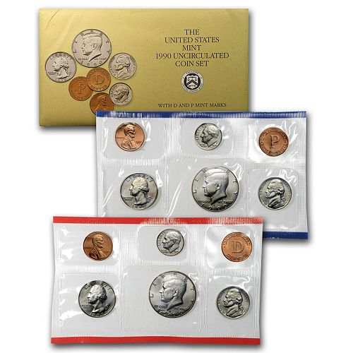 1990 US Mint Uncirculated Coin Set P & D (U90) 10-Coin Set