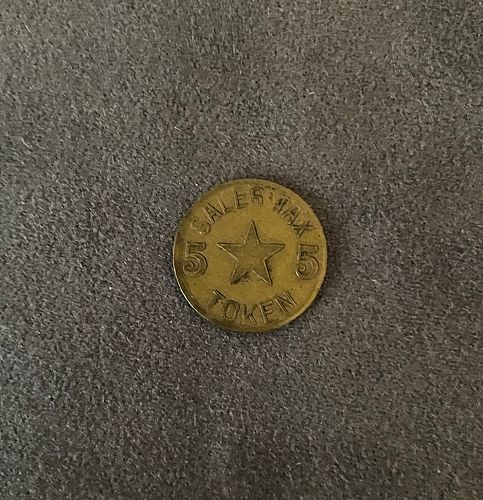 Alabama Sales Tax Token, 5, Metal.