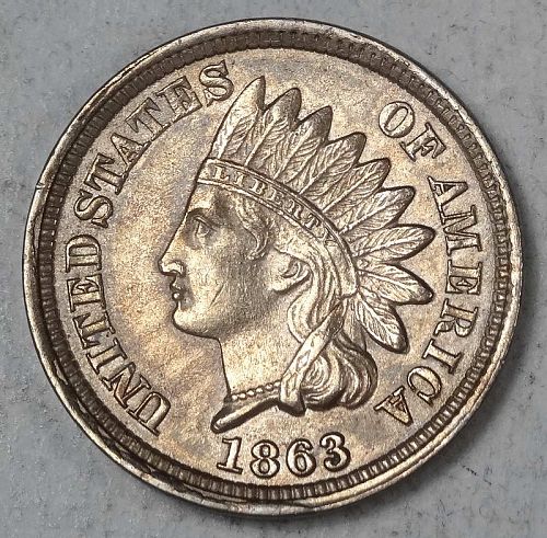 1863 Indian Cent, Choice Almost Uncirculated, Early Type   0805-01