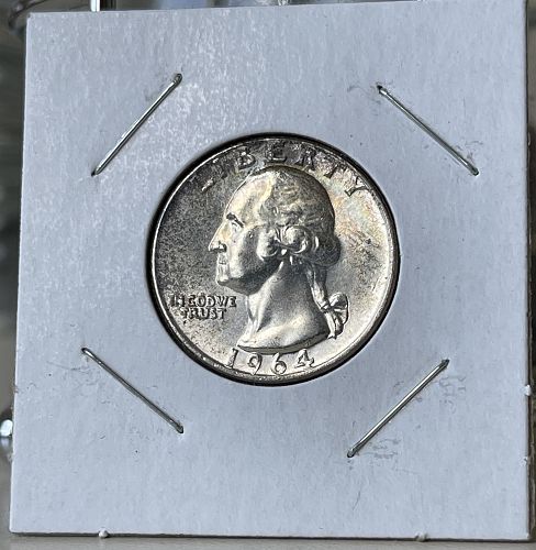 1964-P Washington Silver Quarter • Nicely Toned Ch. Brilliant Uncirculated MS63+