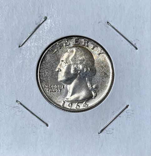 1964-P Washington Silver Quarter • Nicely Toned Ch. Brilliant Uncirculated MS63+
