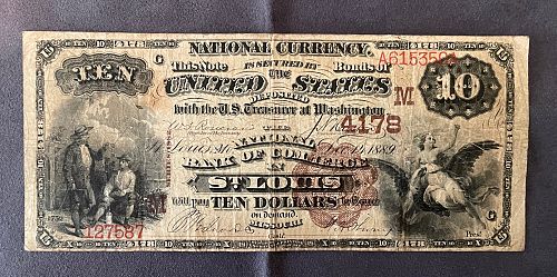 U. S. National Currency Brownback $10 Bank Note. St Louis 4178.