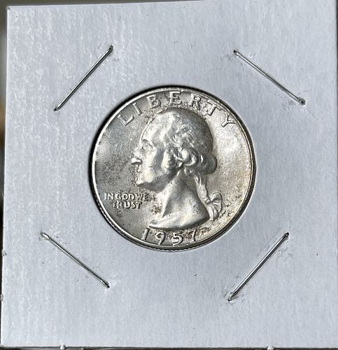 1957-D Washington Silver Quarter - Toned Choice Brilliant Uncirculated MS63+