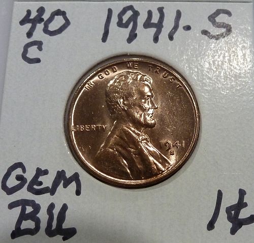 1941-S GEM  BU RED Lincoln Wheat Cent (40-C)