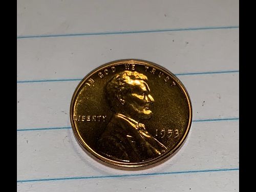 Rare Beautiful Red 1953 Gem Proof Lincoln penny,  PR65