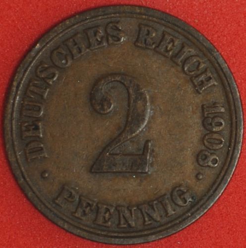 1908A Germany/Empire 2 Pfennig VF