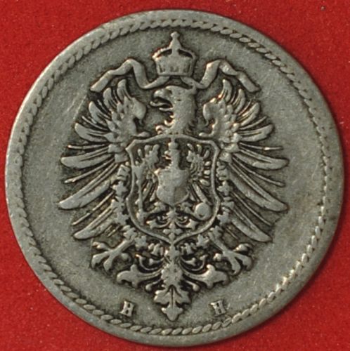 1876H Germany/Empire 5 Pfennig Fine+