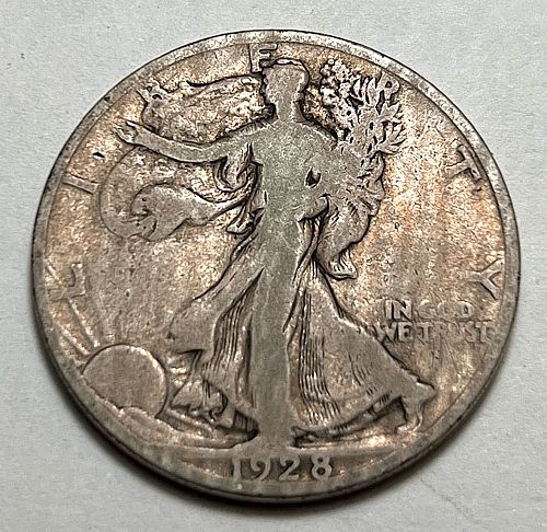 1928 S Walking Liberty Half Dollars Mint Mark on Reverse 7523