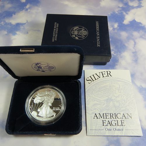 2000-P AMERICAN SILVER EAGLE PROOF DOLLAR (99.99% PURE SILVER) Incl: COIN, BOX & COA