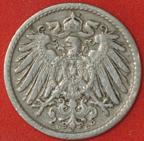 1907D Germany/Empire 5 Pfennig VF