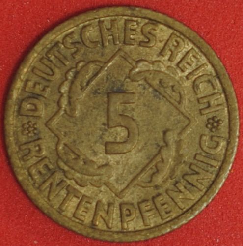 1923A Germany/Weimar 5 Rentenpfennig XF