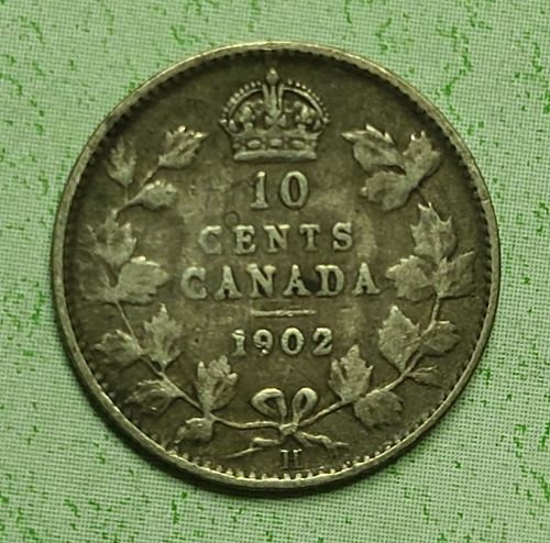 CANADA 1902-H Dime Very Good-8 Low Mintage Heaton Mint Date!