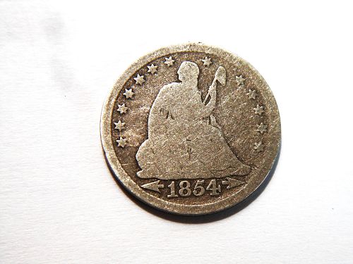 1854-P Silver Seated Liberty Quarter
