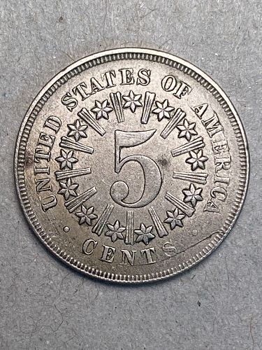 1866 W/Rays Shield Nickel XF45
